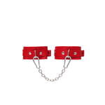 Оковы мини Pecado BDSM, со скруглёнными углами, натуральная кожа, красные